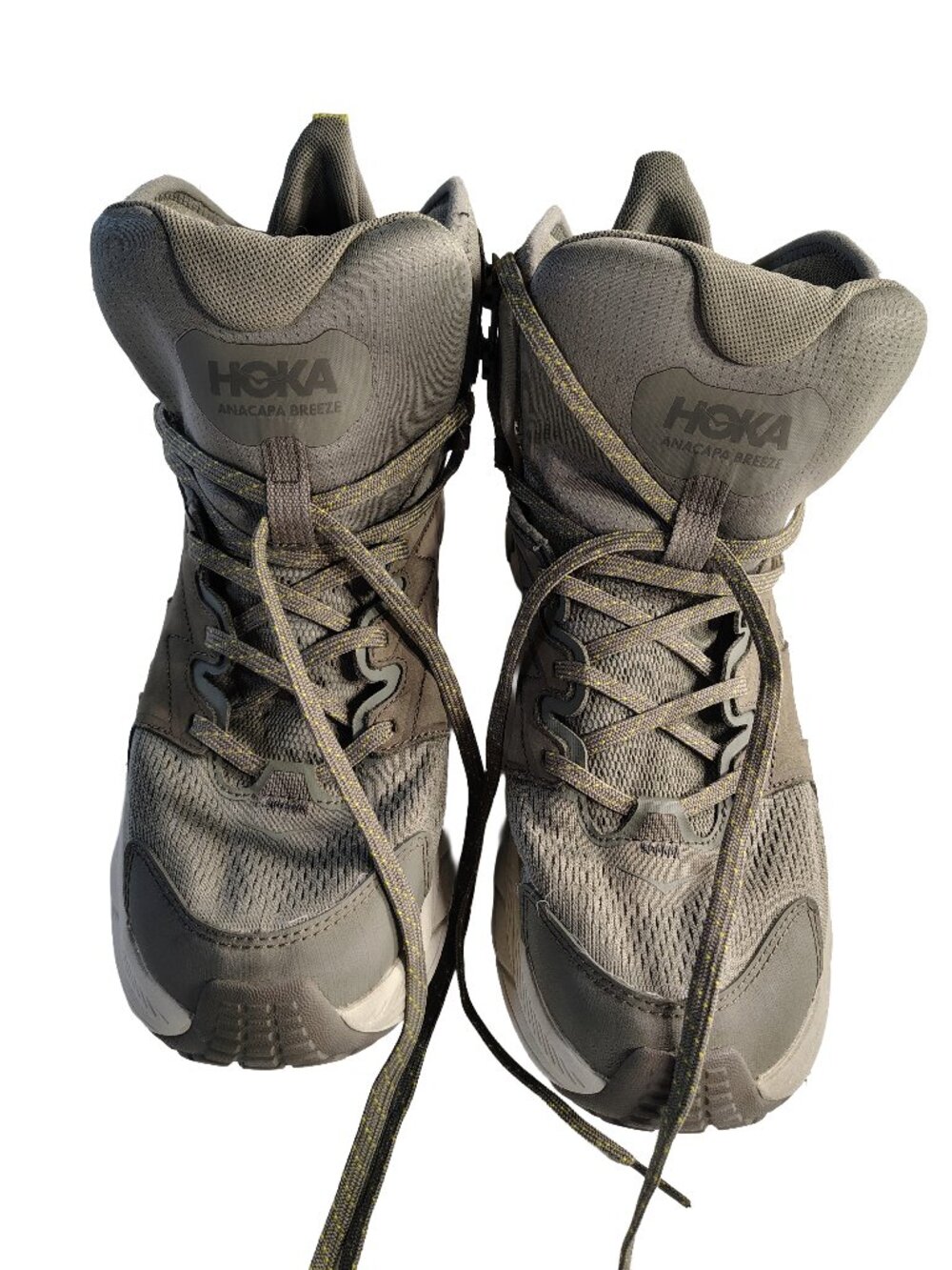 Men's 11.5 D Tan Hoka One Anacapa Breeze Mid Hiking Boots With Vibram Soles